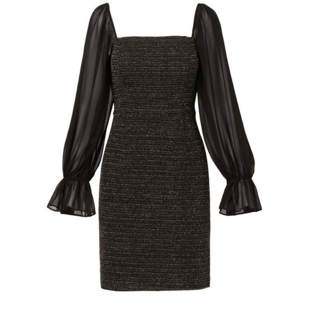 Adrianna Papell Black and Gray Long Sleeve Dress